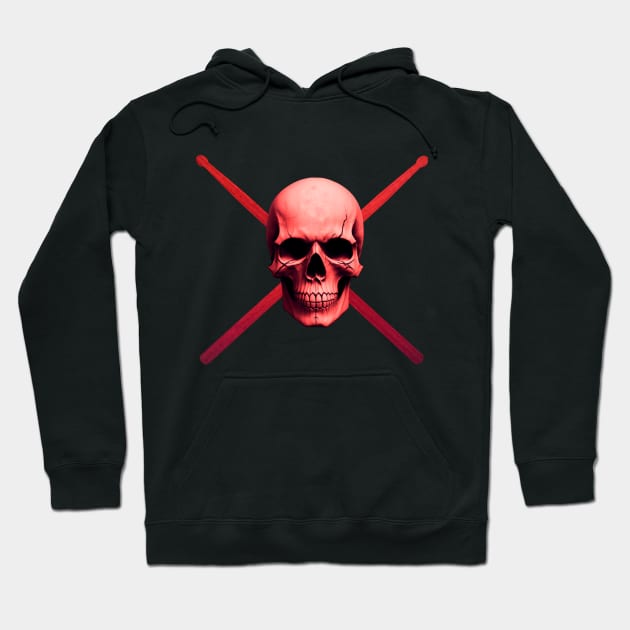 Baterista Craneo Rojo Hoodie by w.d.roswell